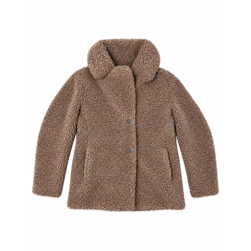 NWT Banana Republic Womens XS Brown Teddy Sherpa Fleece Jacket Coat Snap Front
